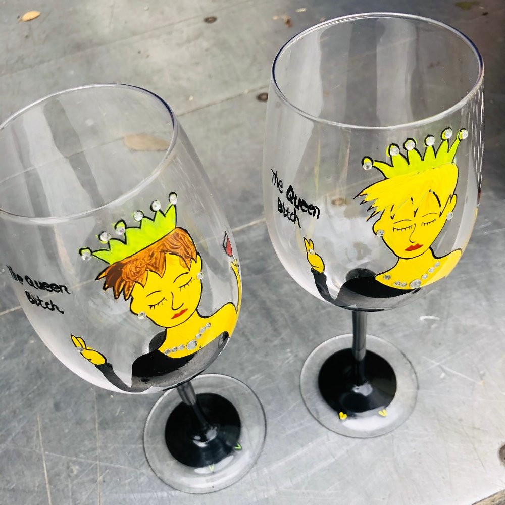 Four piece set of wine glasses